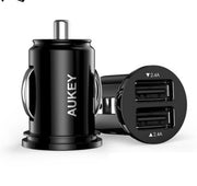 AUKEY Universal Mini Car Charger 2USB Car-Charger Auto Charger Mobile Phone Cell Phone Charging Adapter